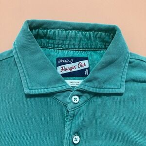 Johnnie O Hangin Out Palm Green Polo Shirt Mens Medium Short Sleeve Faded Surfer